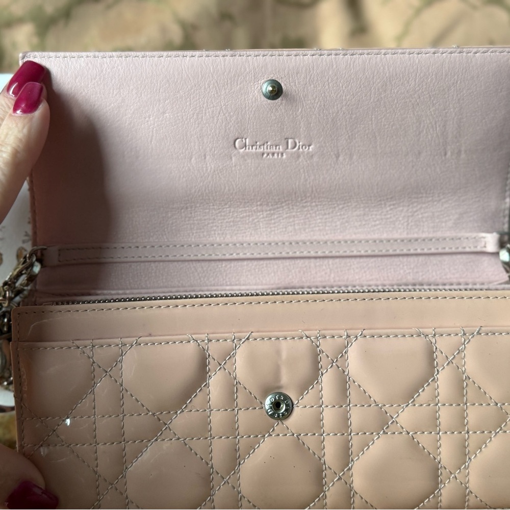 DIOR Patent Cannage Lady Dior Rendez-Vous Croisière Wallet on Chain Charm Pink - Picture 7 of 16